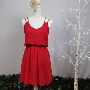 TOBI Red Strappy Fully Lined Sheer Summer Dress [SIZE SMALL]‎